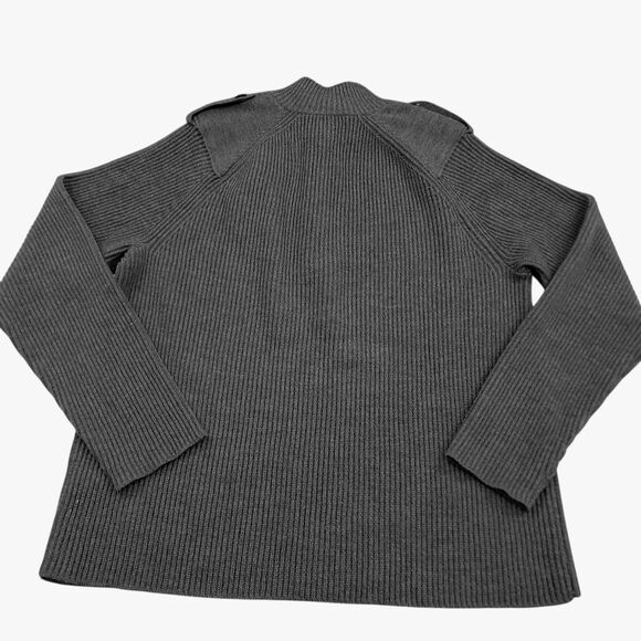 Banana Republic Sweater Men XL Gray Wool Ribbed Pullover Heavyweight Epaulettes - Picture 6 of 12